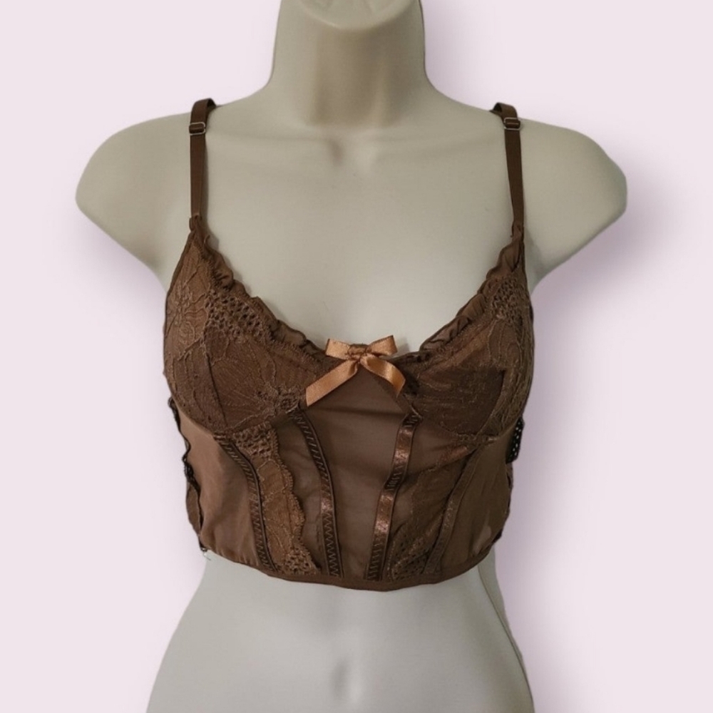 Brown Lace Corset Bralette Top